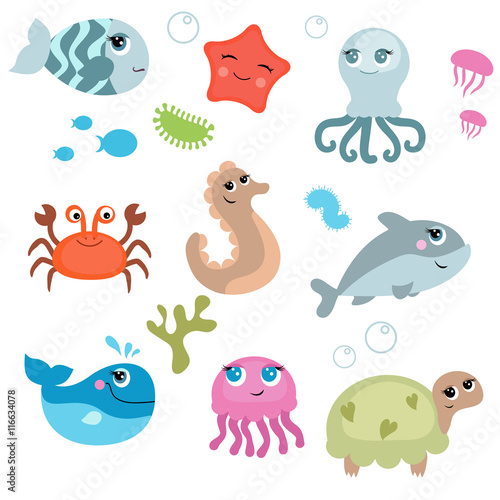 Cute sea creatures. © ninamunha