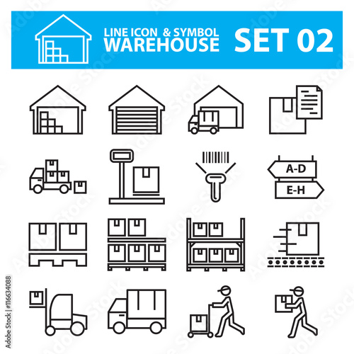 warehouse line icon vector set