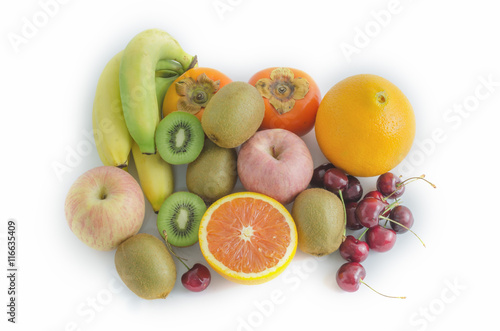 Fototapeta Naklejka Na Ścianę i Meble -  mixed fruits on white background