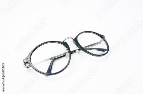 Fashion glasses style plastic-framed on white background.