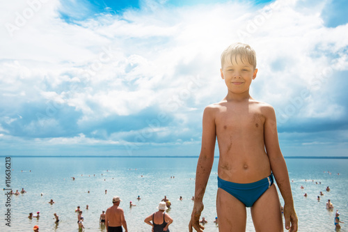 Baby boy at beach
