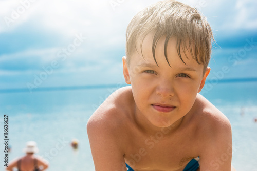 Baby boy at beach