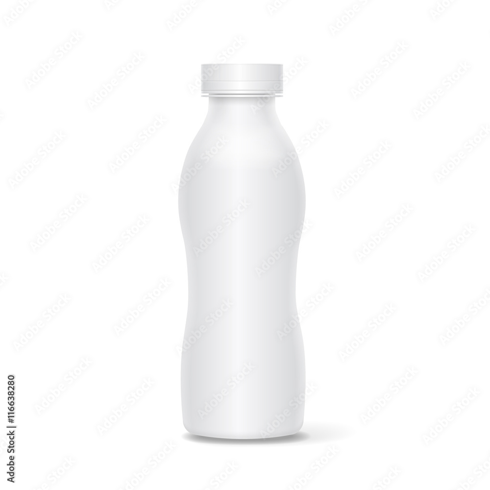 White yogurt milk plastic bottle isolated on white background. White yogurt milk plastic bottle isolated on white background.