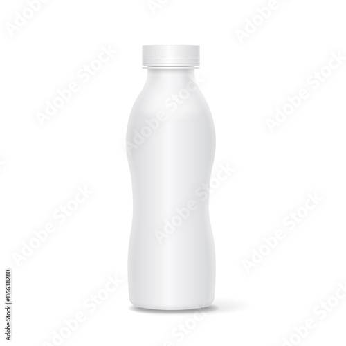 White yogurt milk plastic bottle isolated on white background.