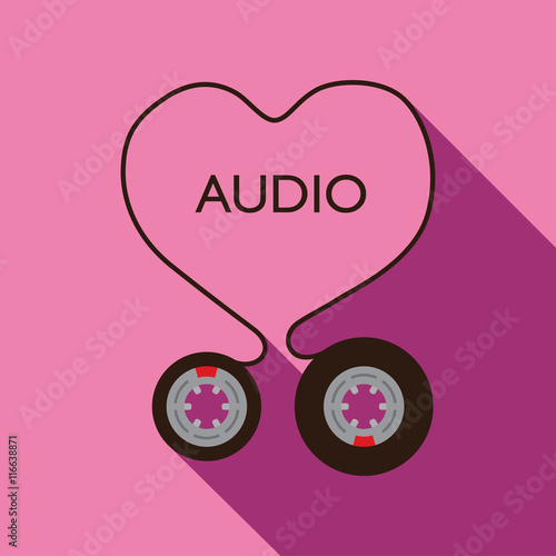 I Love Audio theme in flat design, illustration. - Stock vector