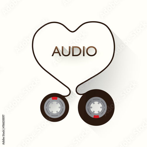 I Love Audio theme in flat design, illustration. - Stock vector