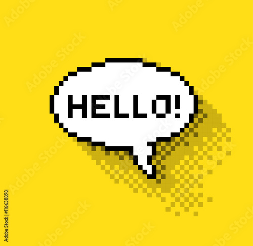 Bubble greeting with Hi!, flat pixelated illustration. - Stock vector
