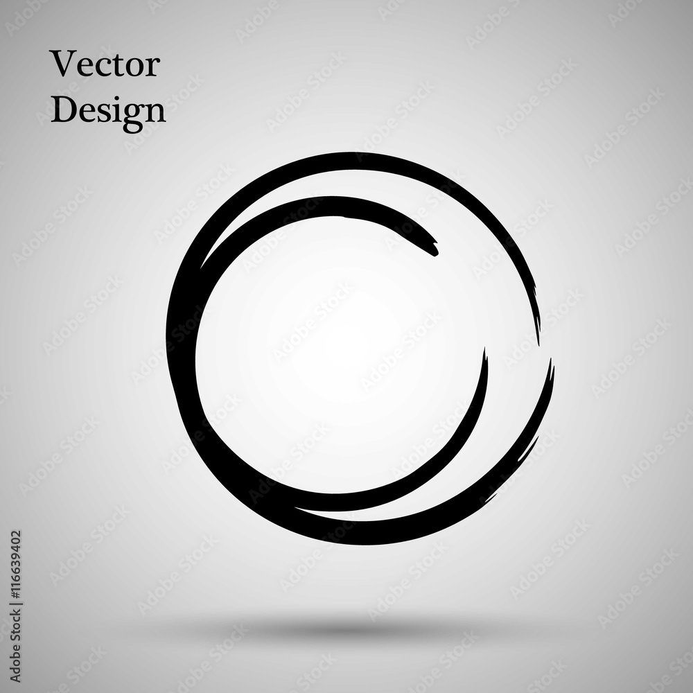 Hand drawn circle shape. label, logo design element. Brush abstract ...