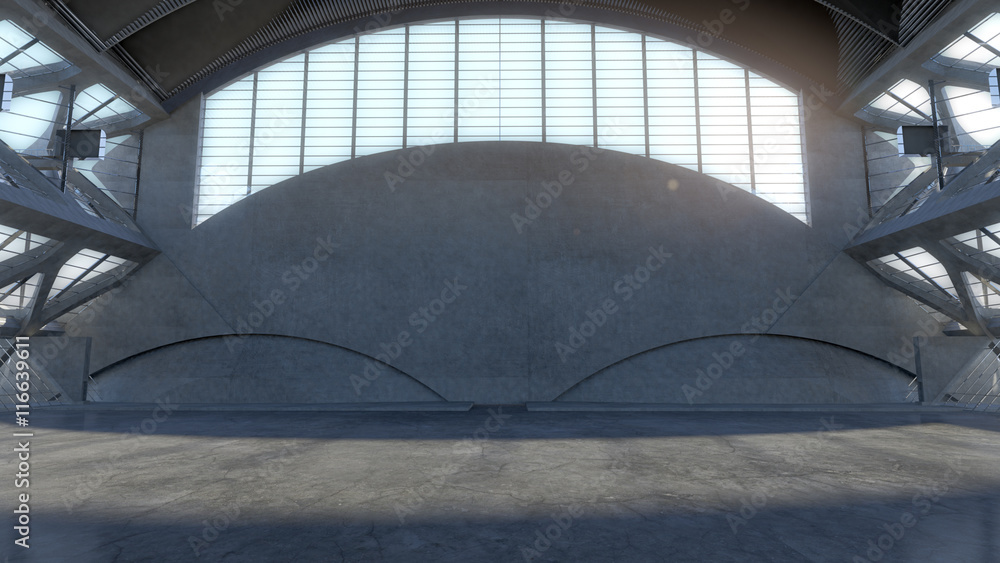 Fototapeta premium Abstract empty space concrete room interior,Modern architecture background.3D rendering