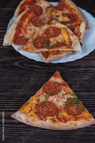 Tasty pepperoni pizza