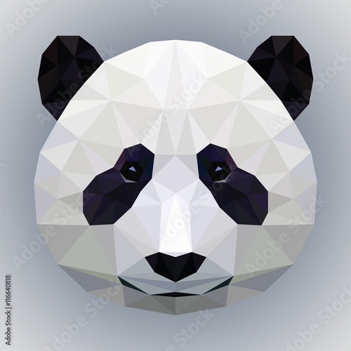 Polygonal illustration of panda. Vector isolatrd graphics. photo