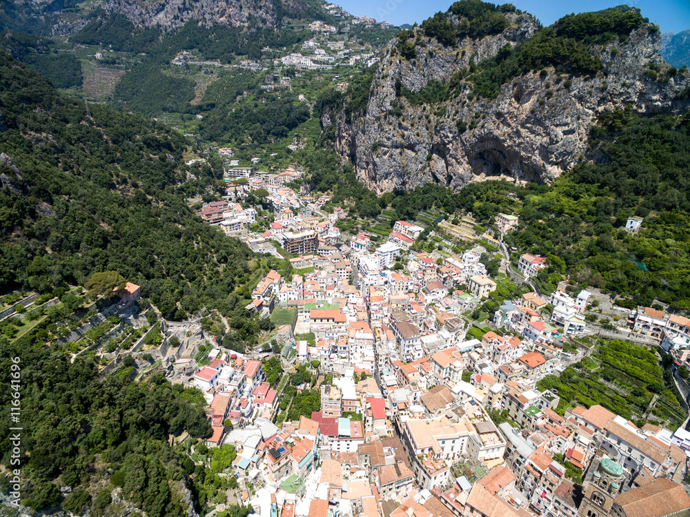 Fototapeta premium Aerial View of Amalfi in Amalfi Coast, Italy
