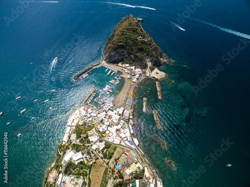 Aerial view of Sant'Angelo in Ischia island in Italy