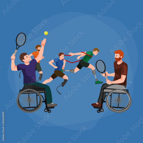 Disable Handicap Sport Paralympic Games Stick Figure Pictogram Icons