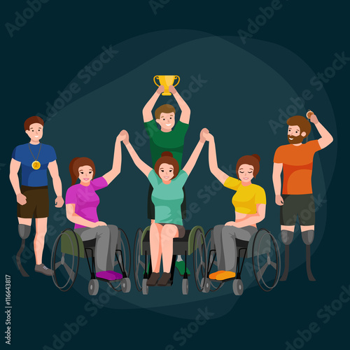 Disable Handicap Sport Paralympic Games Stick Figure Pictogram Icons