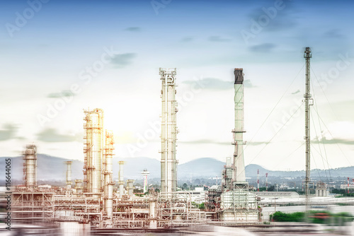 Oil and gas refinery plant against blue sky , petrochemical plant , Petroleum , Chemical Industry