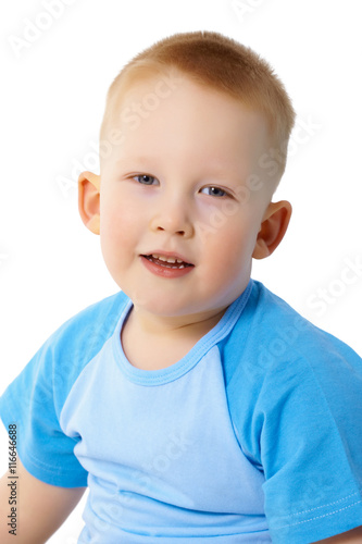 Portrait of child in a blue T-shirt