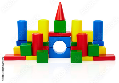 Toy castle isolated on white background
