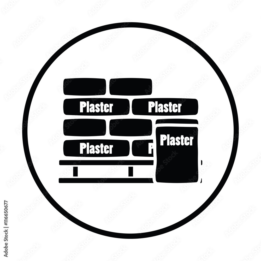 Palette with plaster bags icon Palette with plaster bags icon