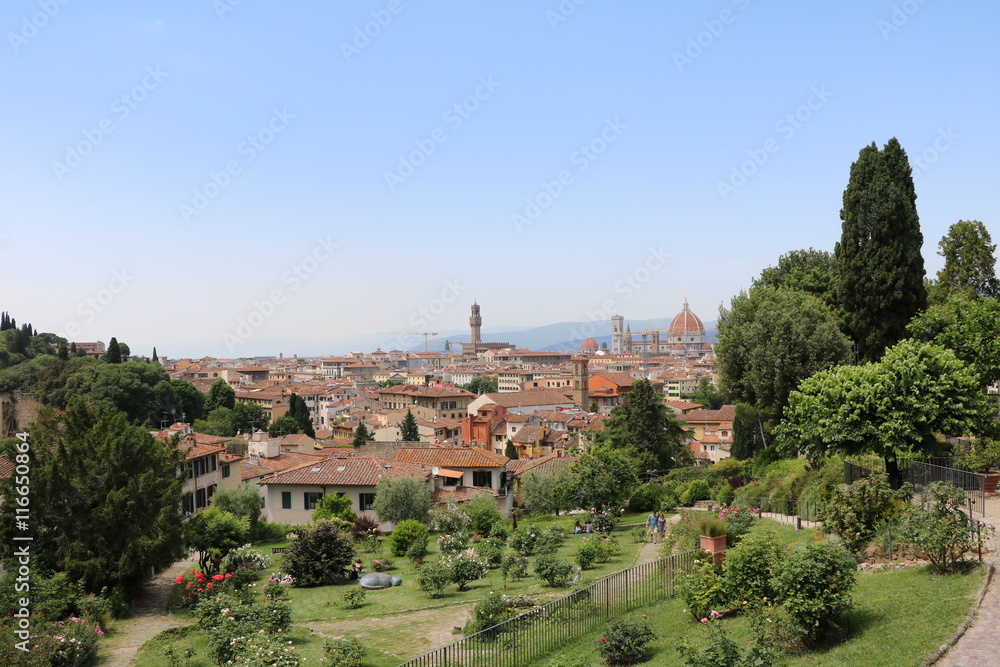 Green Florence overlooking the historic city center, Tuscany Italy