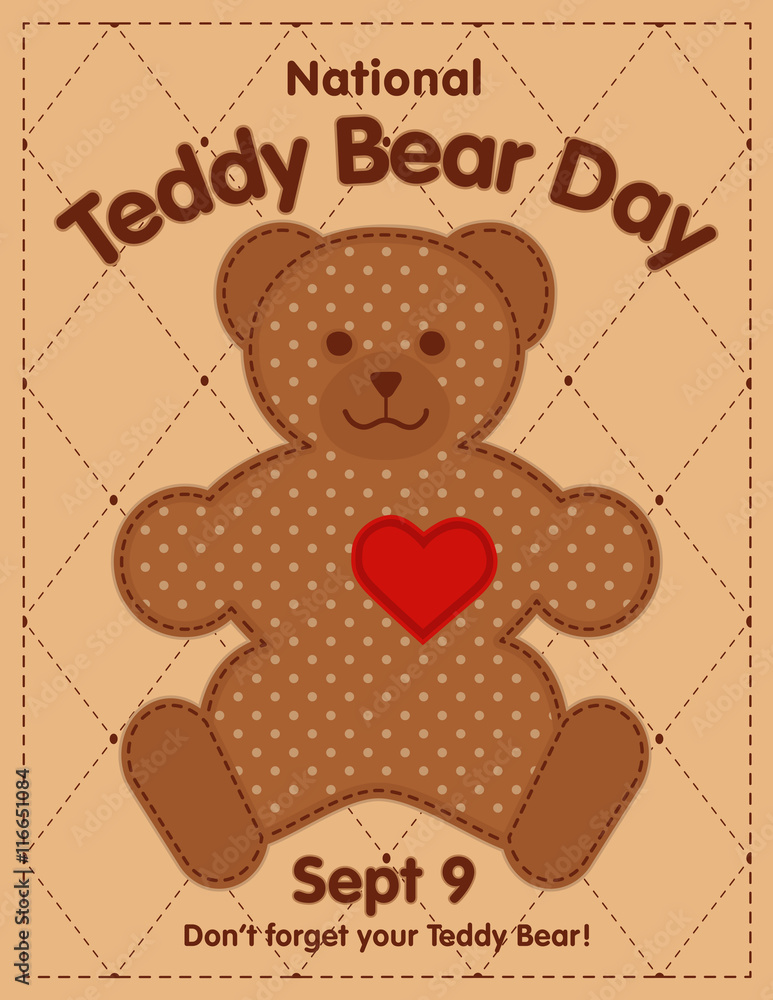 Vettoriale Stock Teddy Bear Day, national holiday in USA on September 9
