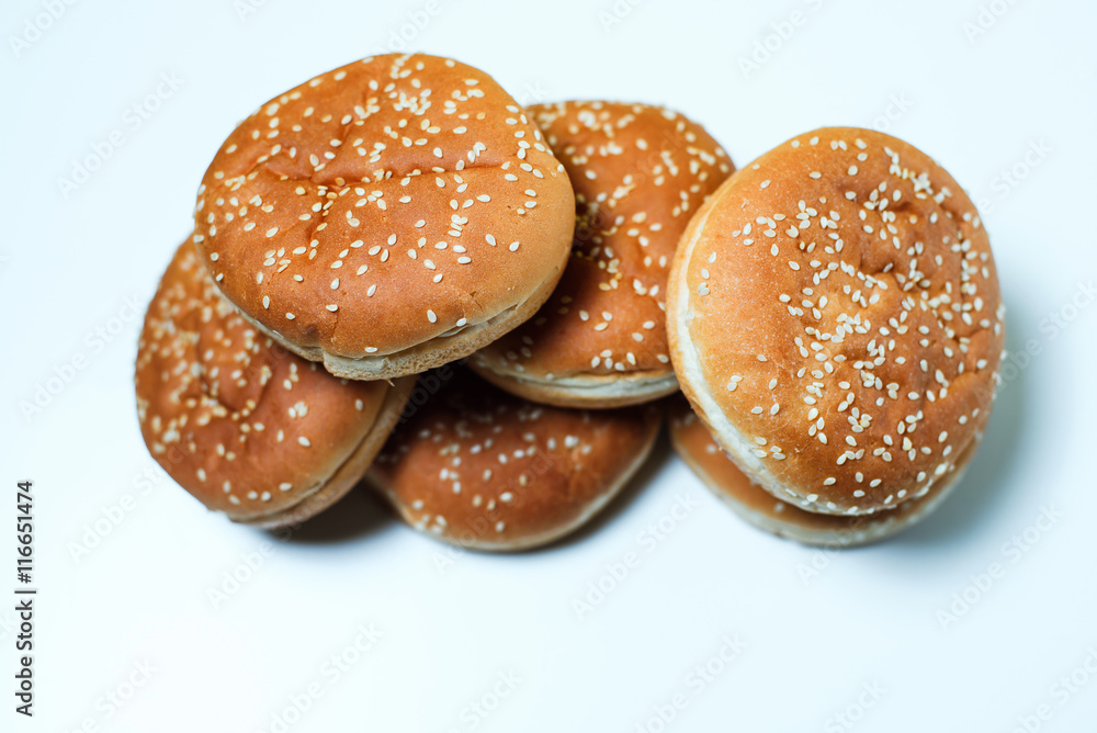 The burger buns on white background