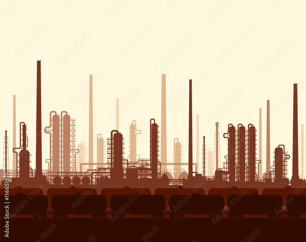 Oil and gas refinery at sunset Oil and gas refinery at sunset