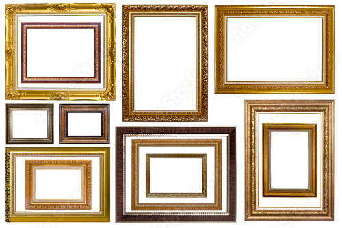 Set of picture frame. Photo art gallery isolated on white backgr