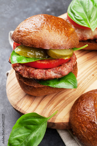 Homemade burgers