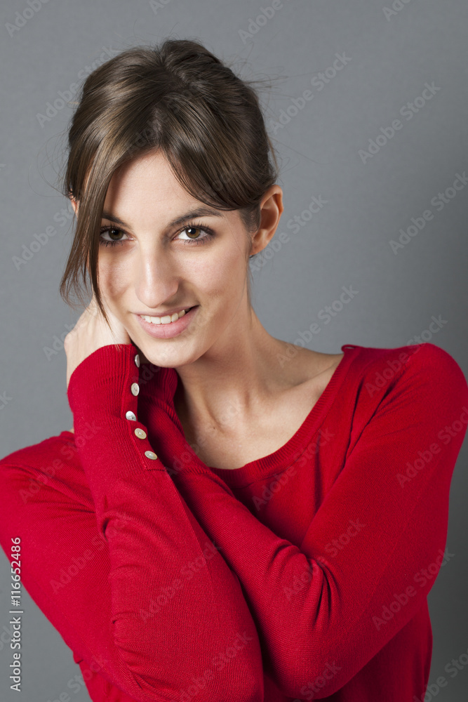 smiling beautiful female fashion model for beauty and haircare smiling beautiful female fashion model for beauty and haircare