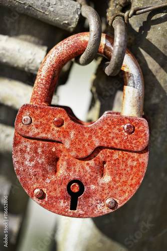 Rusty old padlock
