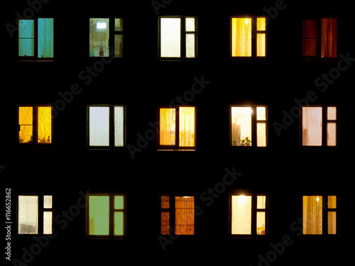 Night windows - block of flats background