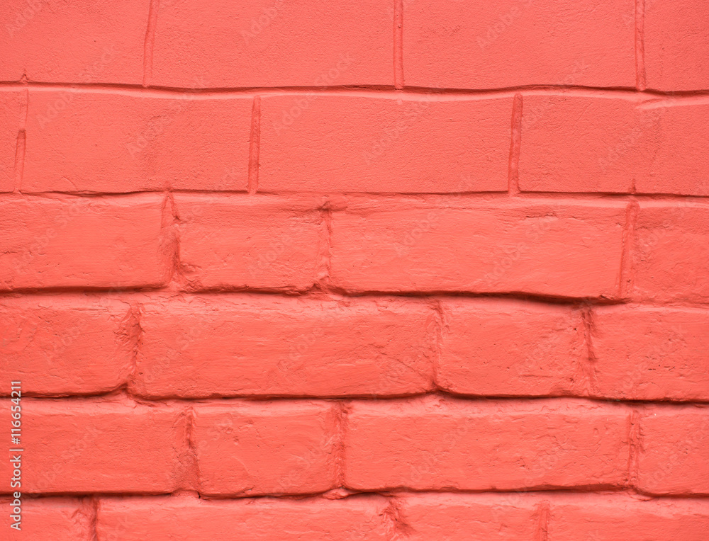 Obraz premium Painted red brick wall for texture or background