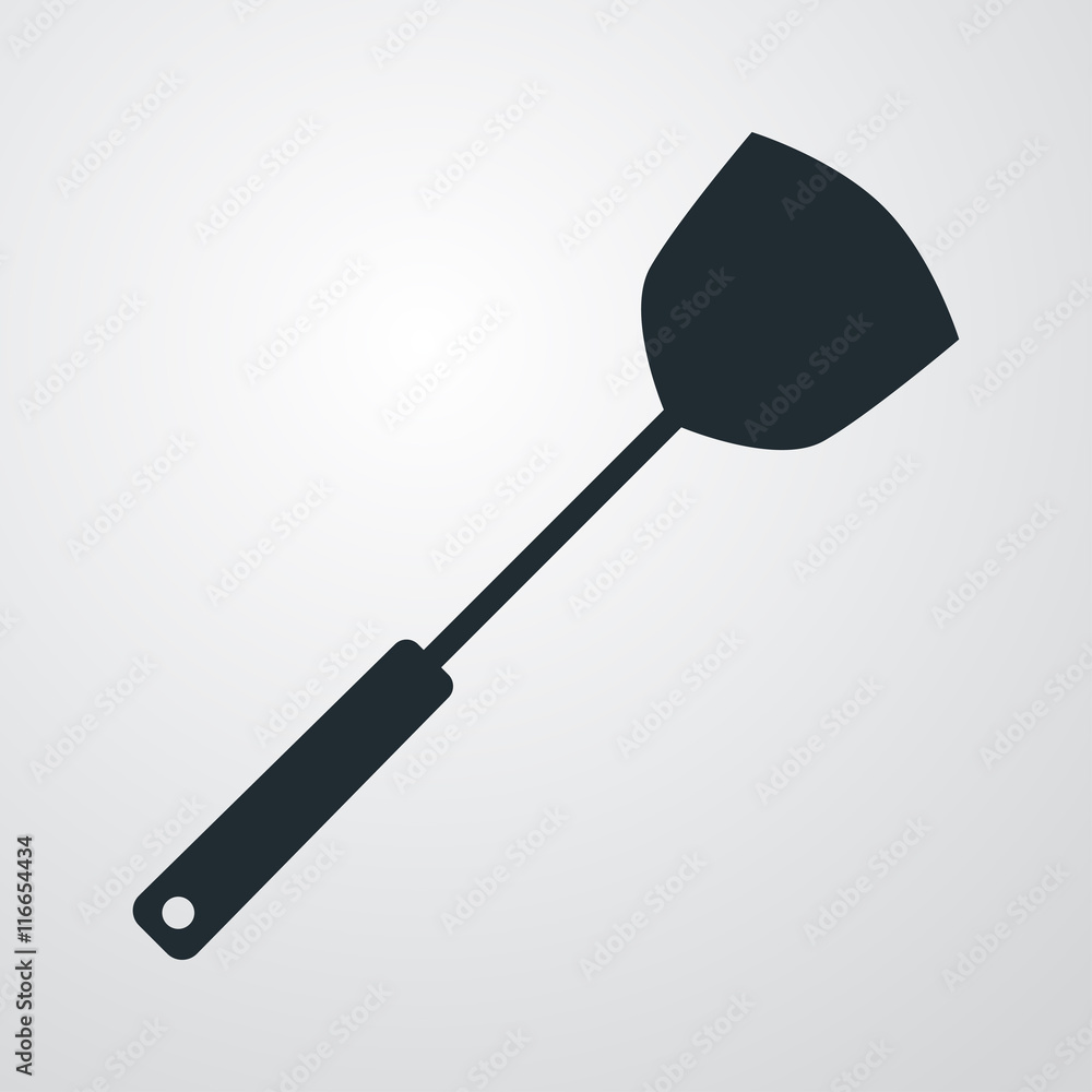 Icono plano espátula sobre fondo degradado Icono plano espátula sobre fondo degradado