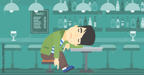 Man sleeping in bar.