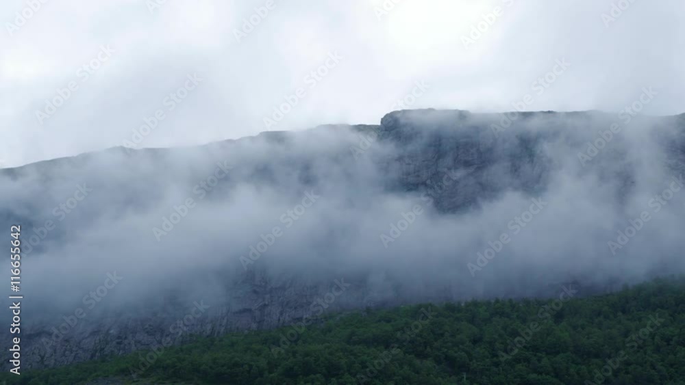 wild norwegian landscape with fog on the moutains - Dalsfjord wild norwegian landscape with fog on the moutains - Dalsfjord
