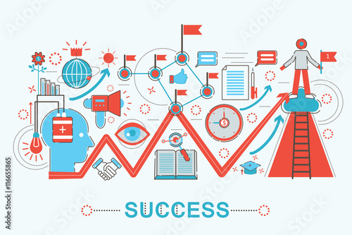 Modern graphic flat line design style infographics concept of Success life with icons  for website  presentation and poster.