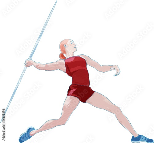 Woman athlete throwing javelin