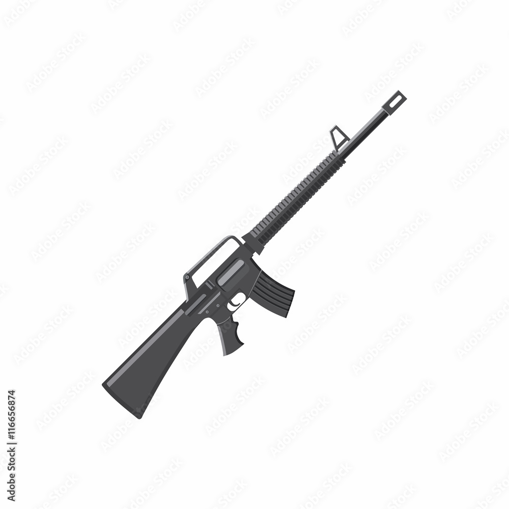 Military rifle icon in cartoon style isolated on white background. Equipment symbol Military rifle icon in cartoon style isolated on white background. Equipment symbol
