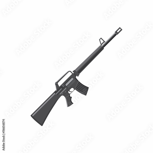 Military rifle icon in cartoon style isolated on white background. Equipment symbol