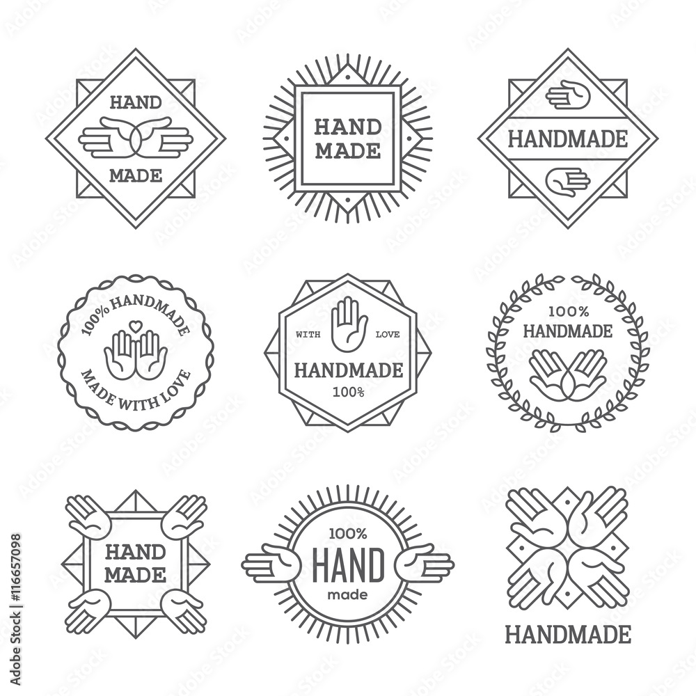 Obraz premium Black outline handmade labels set