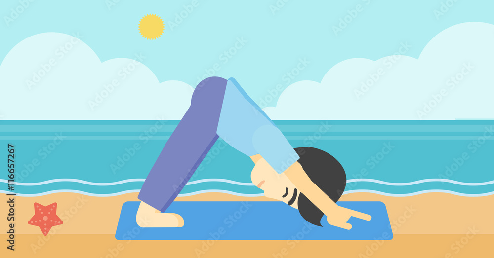 Man practicing yoga vector illustration.