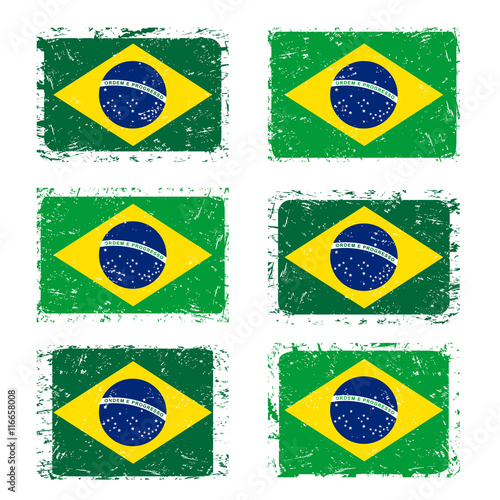 Free Download Grunge Brazil flag set, isolated on white background, vector illustration. - GFXLoad