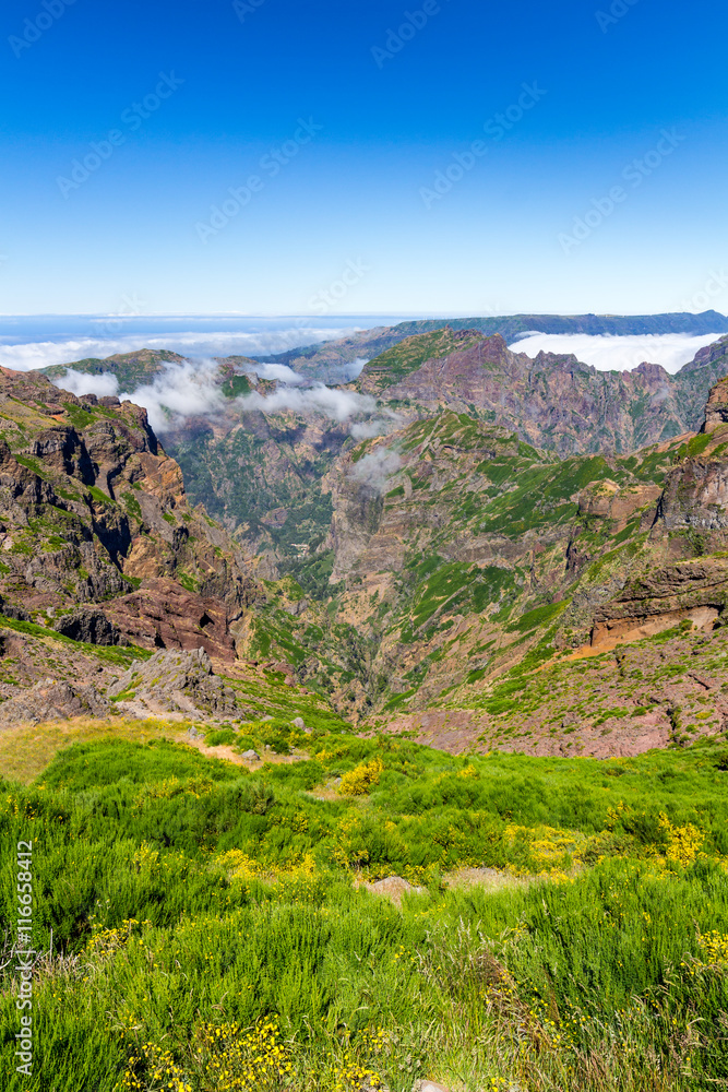 In the heart of Madeira near mountain Pico do Arieiro - mountainous landscape