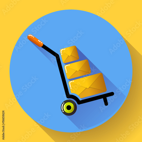 Warehouse Trolley flat 2.0 long shadow vector icon.