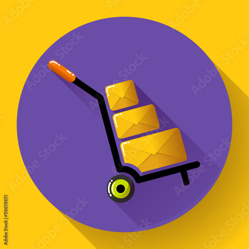 Warehouse Trolley flat 2.0 long shadow vector icon.