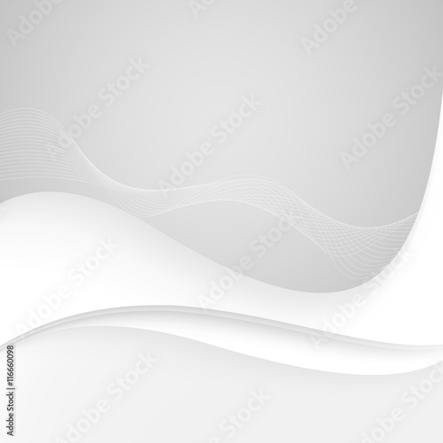 Abstract white waves - data stream concept. Vector