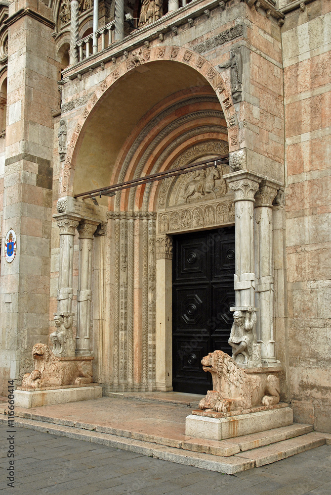 Italy Ferrara old cathedral main door