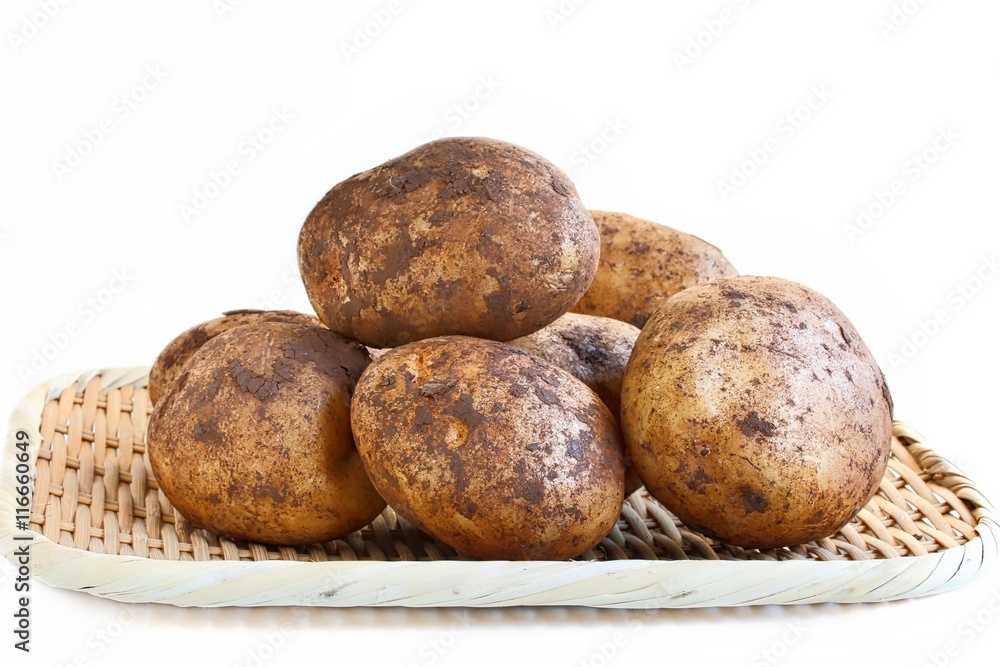 Freshly Harvested Potatoes on White Background Freshly Harvested Potatoes on White Background