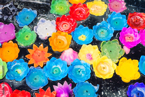 Floating flower candles by various colors